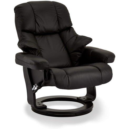 Recliner with Footstool Crown Black Leather
